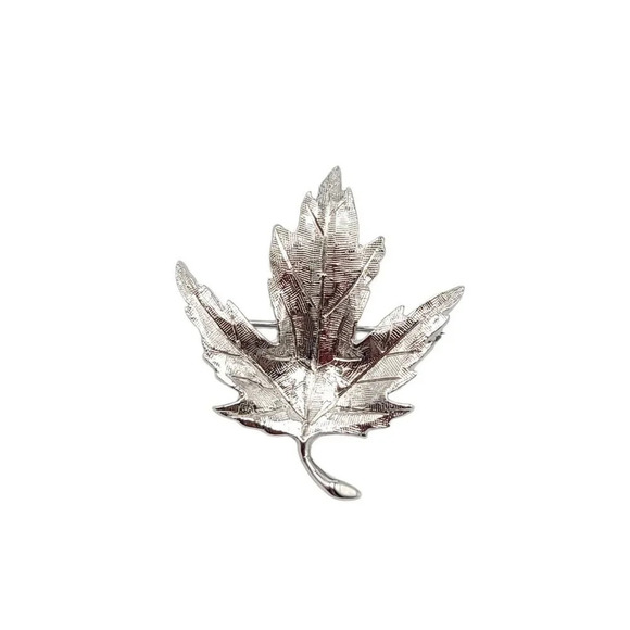 Avon of Belleville Signed Marcel Boucher Canadian Leaf Silver Tone Pin Brooch - Picture 1 of 5